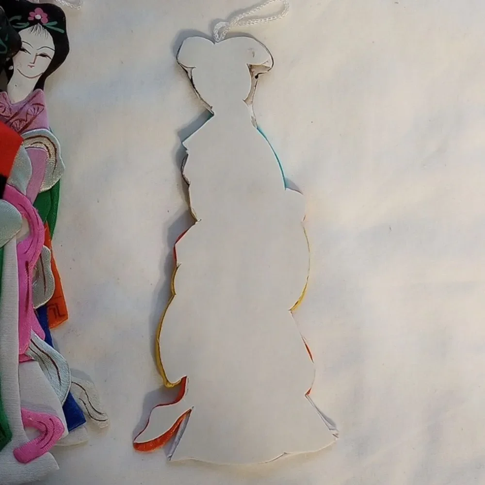 Set of Four Vintage Chinese Silk Lady Ornaments